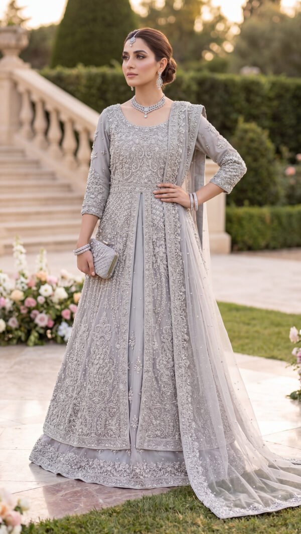 Smoke Grey Bridal Maxi