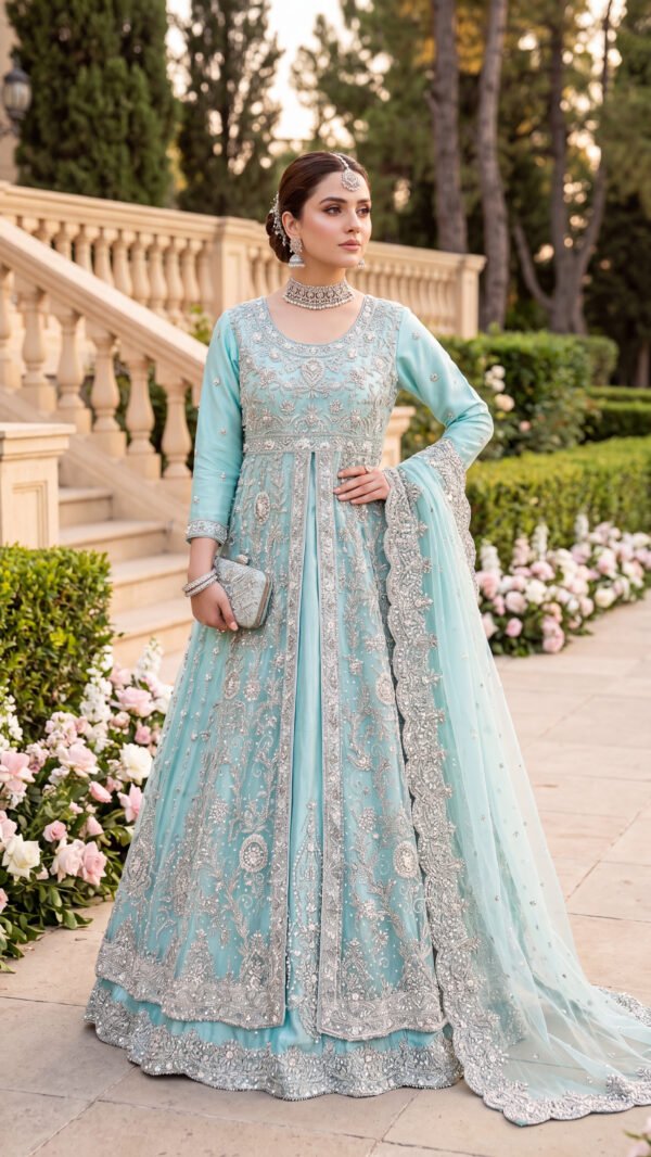 Ice Blue Bridal Double Maxi