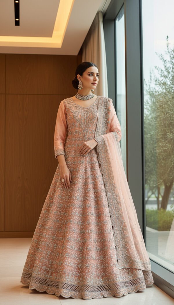 Peach Embellished Bridal Maxi